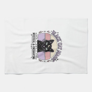 Black Cat Magic Cat Black Cat Vintage Vector Art S Tea Towel