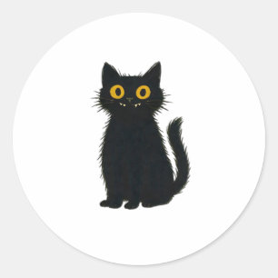 Black Cat Magic – Cute Halloween & Mystic Cat Art Classic Round Sticker