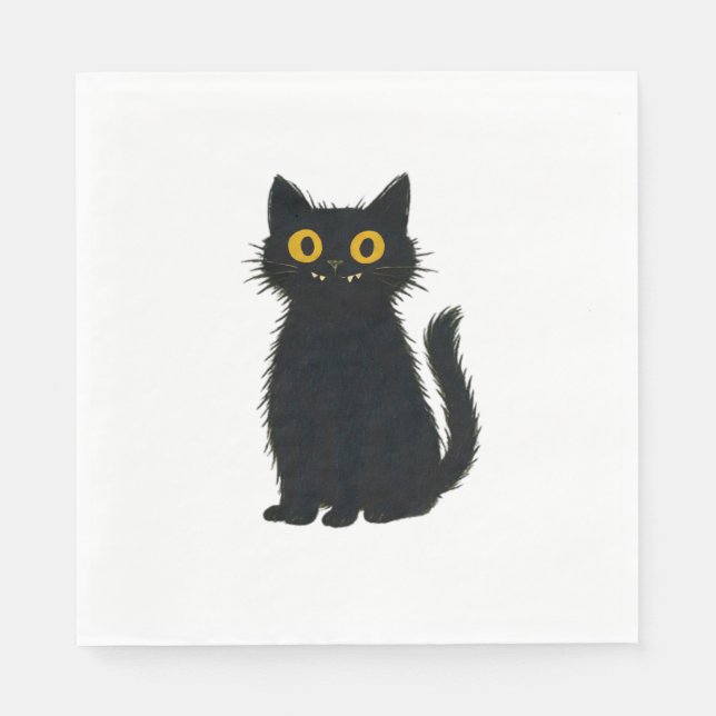 Black Cat Magic – Cute Halloween & Mystic Cat Art  Napkin (Front)