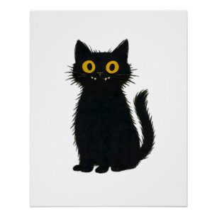 Black Cat Magic � Cute Halloween & Mystic Cat Art Poster