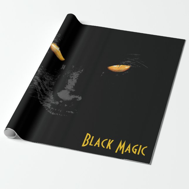 Black Cat Magic funny customisable Wrapping Paper (Unrolled)
