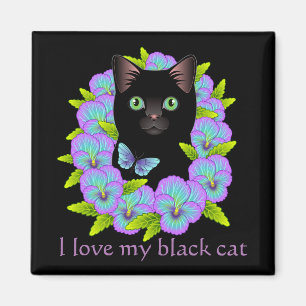 Black Cat Magic Good Luck Magnet - cute &