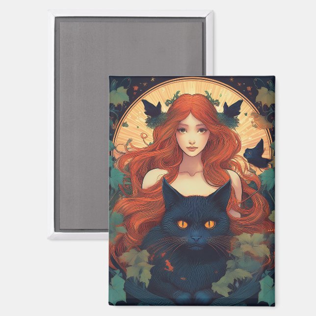 Black Cat Magic Magnet (Front/Back)