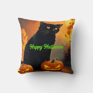BLACK Cat Magick Halloween Cat Cushion