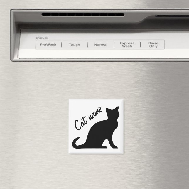 Black cat magnets | Personalizable pet name (In Situ (Dishwasher))