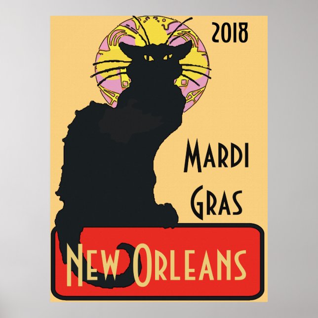 Black Cat, Mardi Gras, edit text Poster (Front)