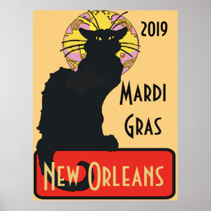 Black Cat, Mardi Gras, edit text Poster