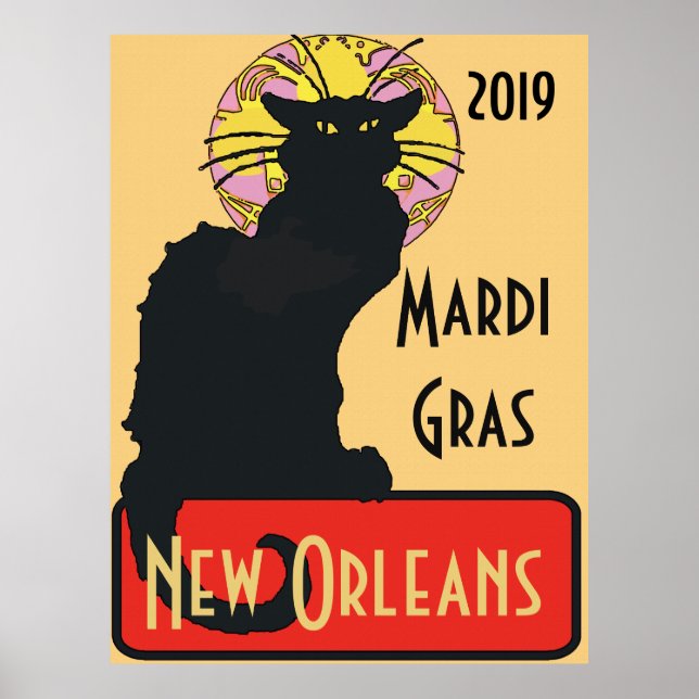 Black Cat, Mardi Gras, edit text Poster (Front)