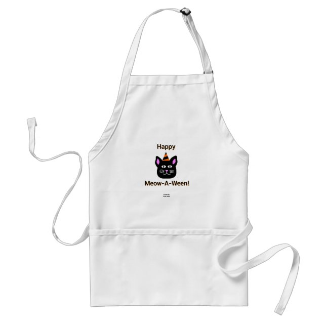 Black Cat Meow-A-Ween Apron (Front)
