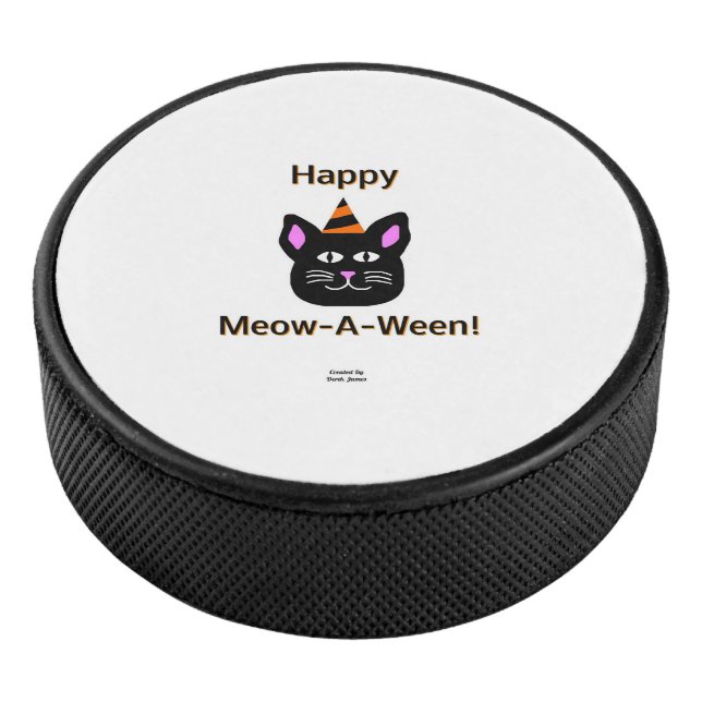 Black Cat Meow-A-Ween Hockey Puck (3/4)