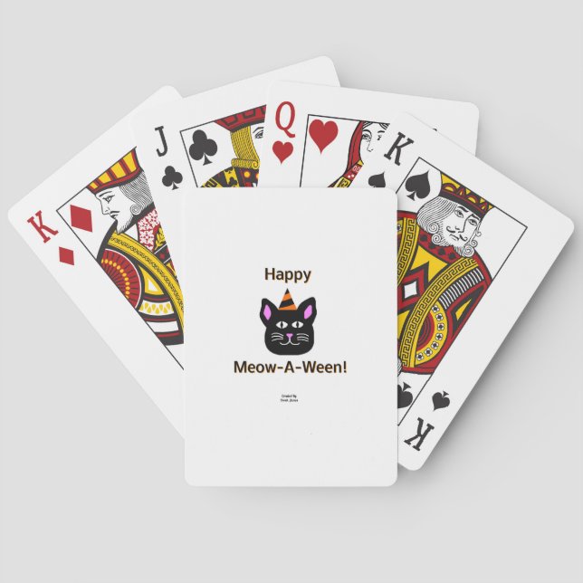 Black Cat Meow-A-Ween Playing Cards (Back)