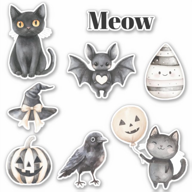 Black Cat Meow Bird Pumpkin Bat (Front)