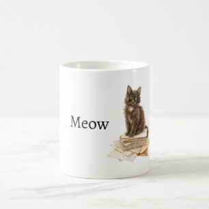 Black Cat Meow Coffee Mug