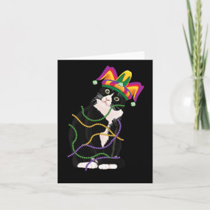 Black Cat Meow Mardi Gras Mask Fleur De Lis Cat Lo Card