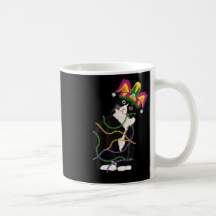 Black Cat Meow Mardi Gras Mask Fleur De Lis Cat Lo Coffee Mug