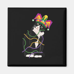 Black Cat Meow Mardi Gras Mask Fleur De Lis Cat Lo Magnet
