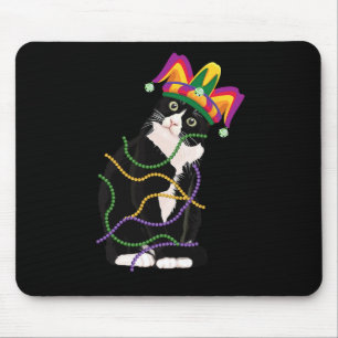 Black Cat Meow Mardi Gras Mask Fleur De Lis Cat Lo Mouse Pad