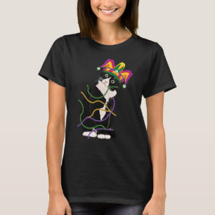 Black Cat Meow Mardi Gras Mask Fleur De Lis Cat Lo T-Shirt