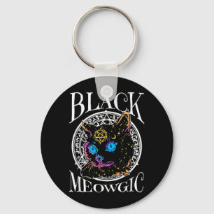 Black Cat Meowgic Halloween Witch Witchcraft Key Ring