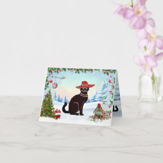 Black Cat Merry Christmas Card
