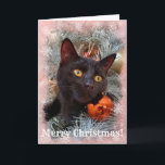 Black Cat Merry Christmas  Card<br><div class="desc">Customise this "Black Cat Merry Christmas card" to add a special touch. For further customisation,  please click the "Personalise” link and use our design tool to modify this template.</div>