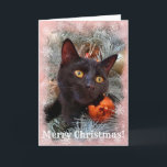 Black Cat Merry Christmas  Card<br><div class="desc">Customise this "Black Cat Merry Christmas card" to add a special touch. For further customisation,  please click the "Personalise” link and use our design tool to modify this template.</div>