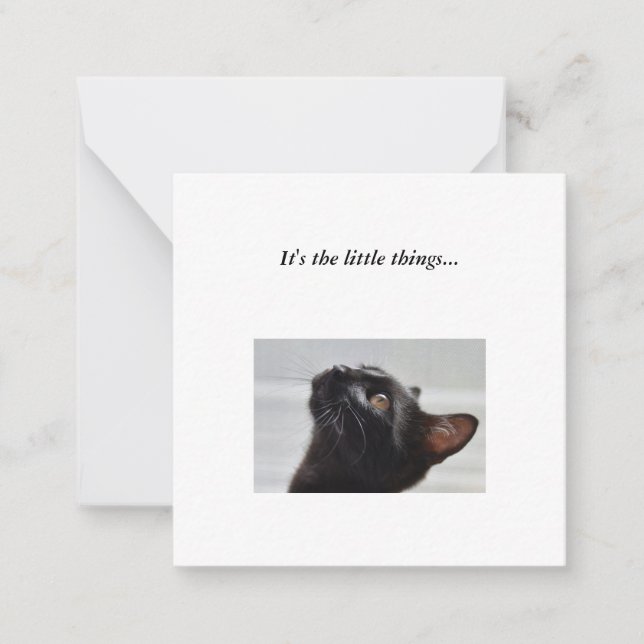 Black Cat Mini Thank You Note Card (Front)