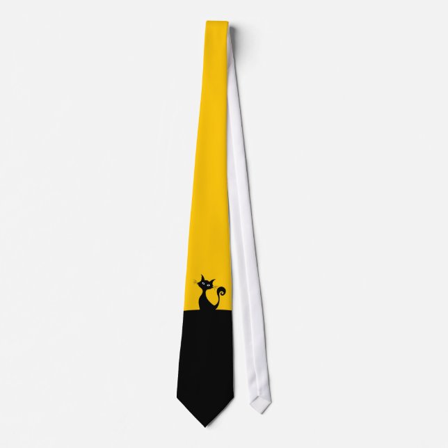 Black Cat Minimal Art Tie (Front)