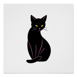 Black cat Minimal illustration Poster