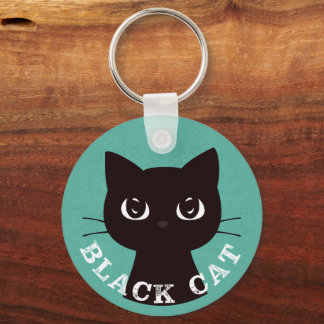 BLACK CAT | Minimalist Modern Pop Black Cat Key Ring