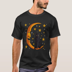 Black Cat Moon Kitten Lover Funny Crescent Pet Own T-Shirt
