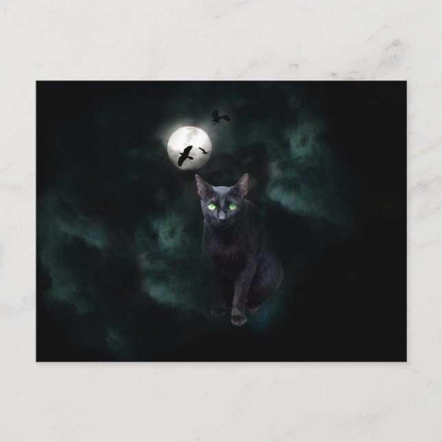 Black Cat Moon Postcard (Front)