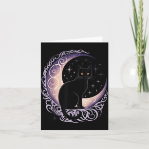 Black Cat Moon Satanism Demonic Devil Witchcraft Card