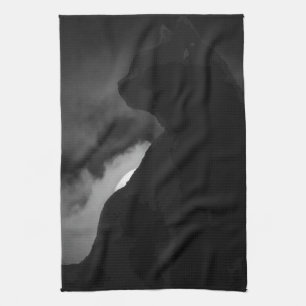 Black Cat Moonlight Silhouette Tea Towel