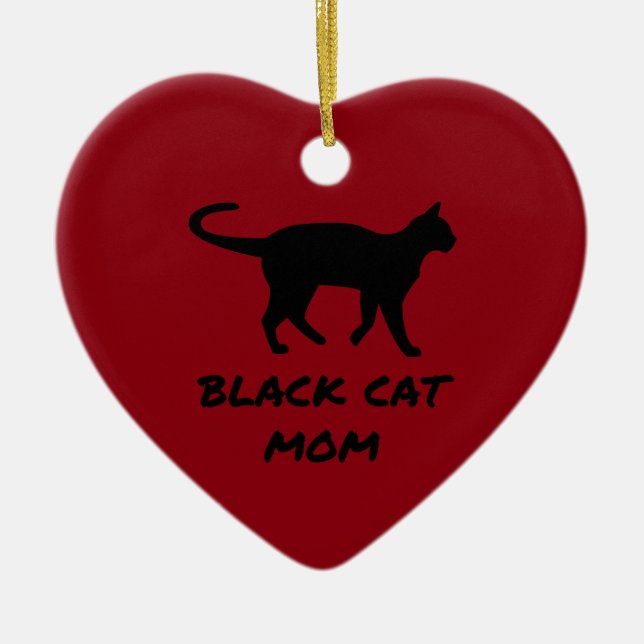 Black Cat Mum Ceramic Tree Decoration (Front)
