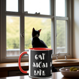 Black Cat Mum Life Cute Typography Mother's Day Mug