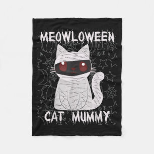 Black Cat Mummy Halloween Fleece Blanket