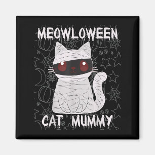 Black Cat Mummy Halloween Magnet