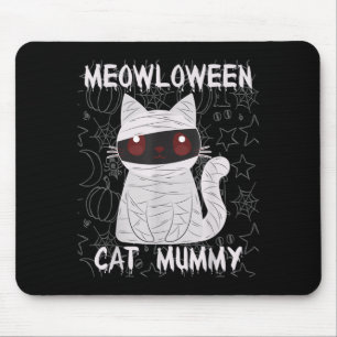 Black Cat Mummy Halloween Mouse Pad