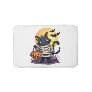 Black Cat Mummy Men Women Kids Halloween Funny Bla Bath Mat