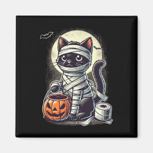 Black Cat Mummy Men Women Kids Halloween Funny Bla Magnet