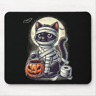 Black Cat Mummy Men Women Kids Halloween Funny Bla Mouse Pad