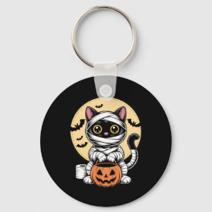 Black Cat Mummy Men Women Kids Halloween Funny Key Ring
