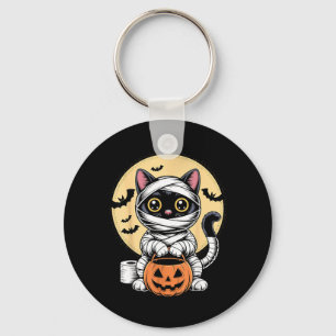 Black Cat Mummy Men Women Kids Halloween Funny Key Ring