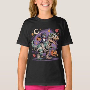 Black Cat & Mummy T-Rex Halloween Ride T-Shirt