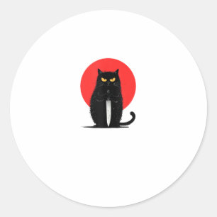 Black Cat Murderer Serial Killer Halloween Graphic Classic Round Sticker