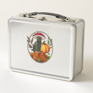 Black Cat Mushroom-Shirt Baby Boy Toddler Cute Cot Metal Lunch Box