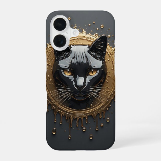 Black Cat Mysterious Design 🐈‍⬛ iPhone 16 Case (Back)