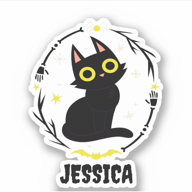Black Cat Name - Halloween Cat (Front)