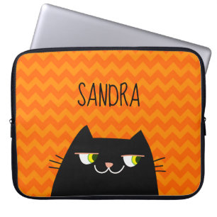 Black Cat Name Laptop Sleeve Cute Gift
